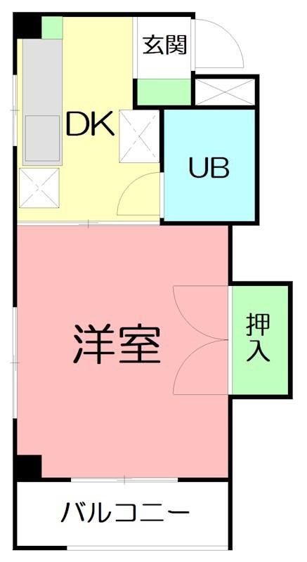 第1厚英ビル(1DK/2階)の間取り写真