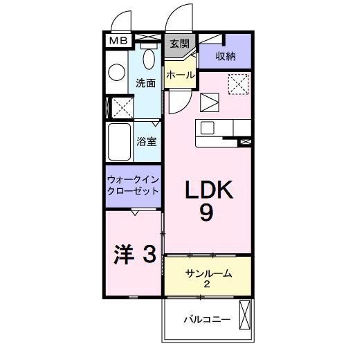 ジュネス(1LDK/1階)の間取り写真