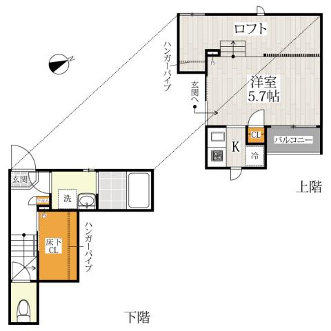 CB東川口レクス(1K/1階)の間取り写真