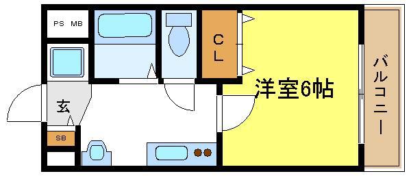 グランエクラ岸里(1K/6階)の間取り写真