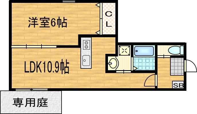 カーサ・パレルモ(1LDK/1階)の間取り写真