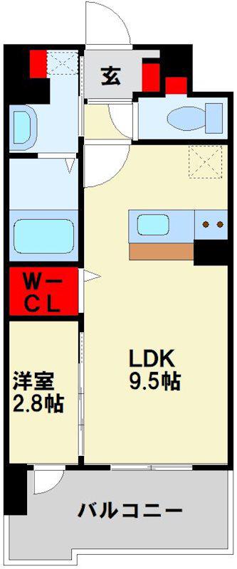 グランヒルズ戸畑(1LDK/11階)の間取り写真