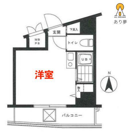 ポートハイム西横浜(ワンルーム/3階)の間取り写真