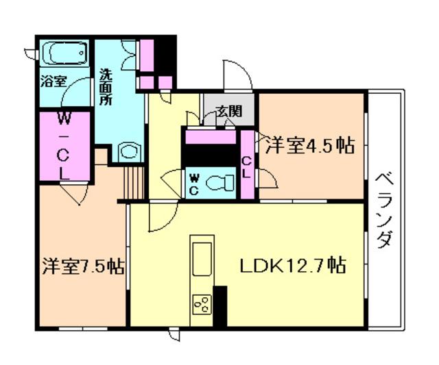 MAISON DE SERENITE(2LDK/1階)の間取り写真