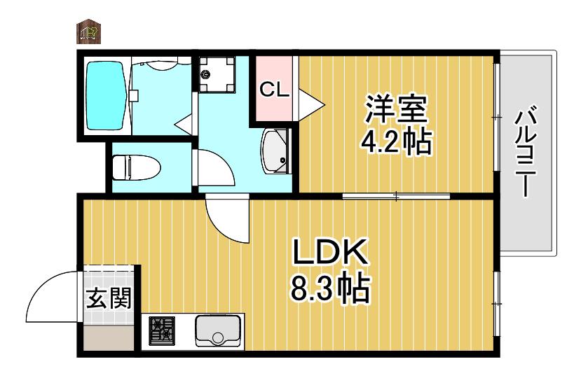 DIAS東石切(1LDK/2階)の間取り写真