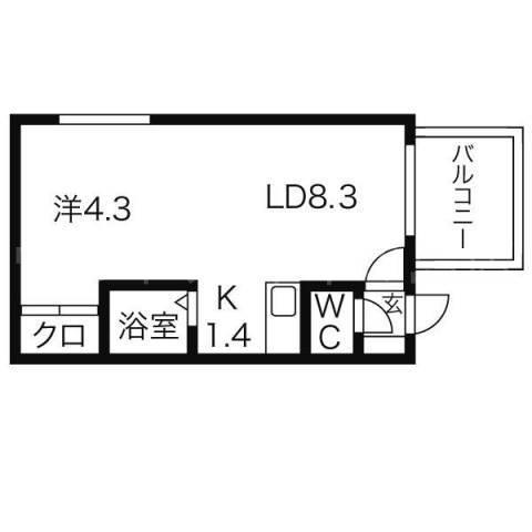 カサデューク平岸83(1LDK/3階)の間取り写真