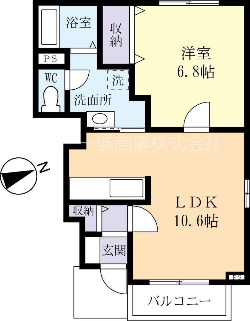 メゾンド・キクチ東石岡(1LDK/1階)の間取り写真