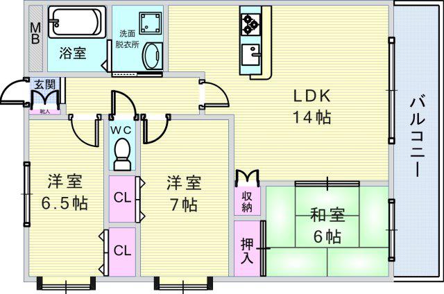 ホワイトハイツ(3LDK/2階)の間取り写真