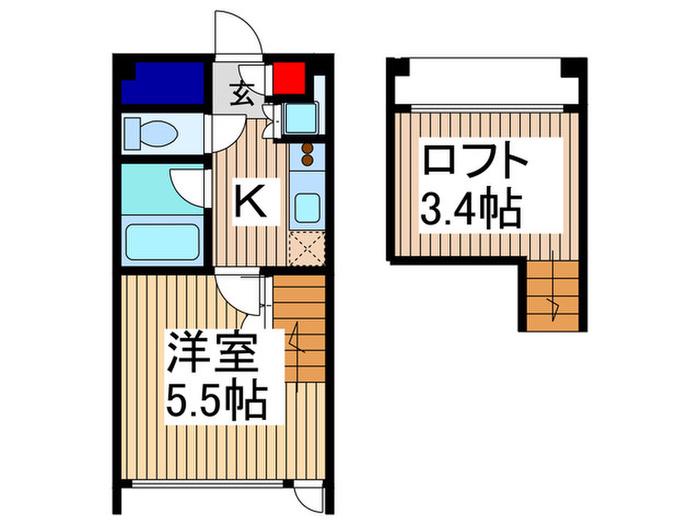 MUSISION川越(1K/6階)の間取り写真