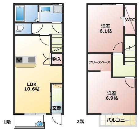 MAISONETTEPARK 大道II B棟(2LDK/1階)の間取り写真