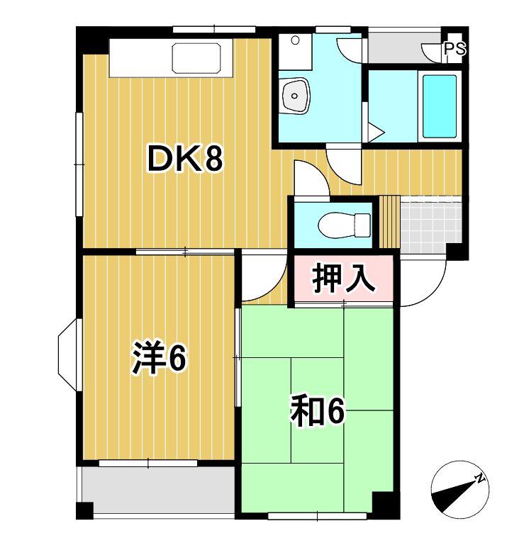 金子マンション(2DK/3階)の間取り写真