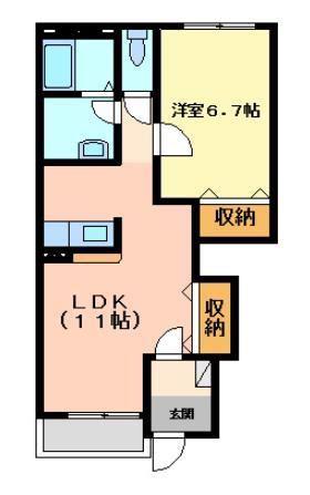 コンフォース鳩山(1LDK/1階)の間取り写真