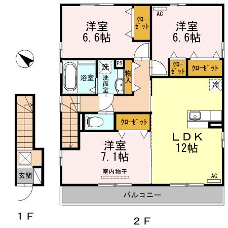 セントセシリア(3LDK/2階)の間取り写真