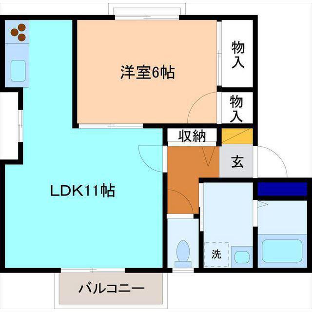 ディアスミント(1LDK/2階)の間取り写真