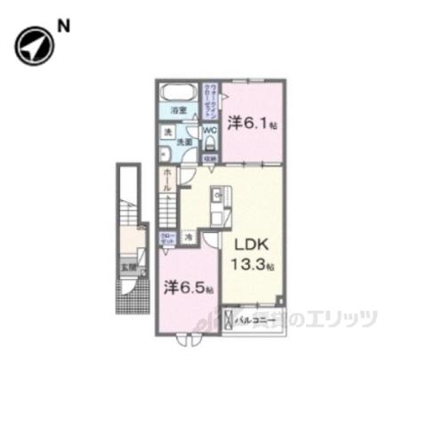 サニーヒル(2LDK/2階)の間取り写真