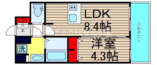 ファステート大正駅前トロフィ(1LDK/12階)の間取り写真