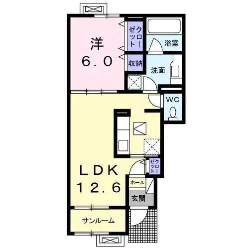グランコートIV(1LDK/1階)の間取り写真