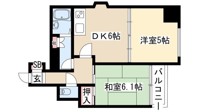 ライオンズマンション丸の内第3(2DK/6階)の間取り写真