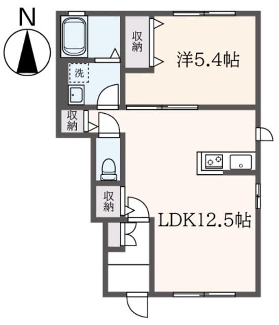 ラ・メゾンA(1LDK/1階)の間取り写真
