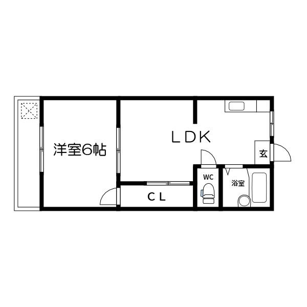 永藤マンション(1LDK/5階)の間取り写真