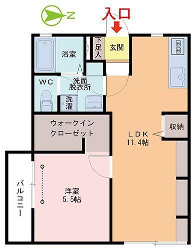 パークサイド足羽(1LDK/2階)の間取り写真