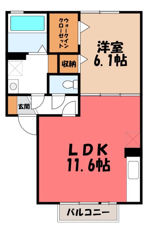ＪＲ高崎線 本庄駅 徒歩7分 2階建 築16年(1LDK/2階)の間取り写真