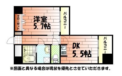 ギャラン小文字(1DK/9階)の間取り写真