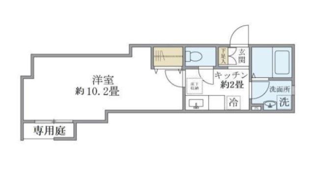 セレ渋谷本町(1K/1階)の間取り写真