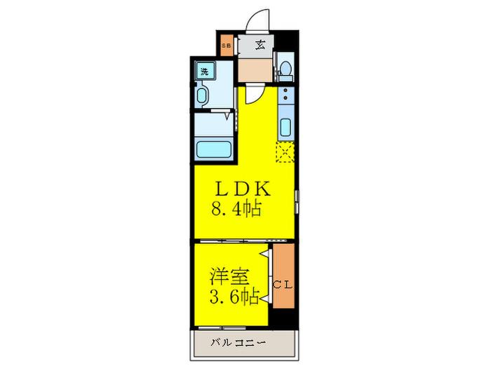 クローバー・クレア江坂垂水(1LDK/5階)の間取り写真
