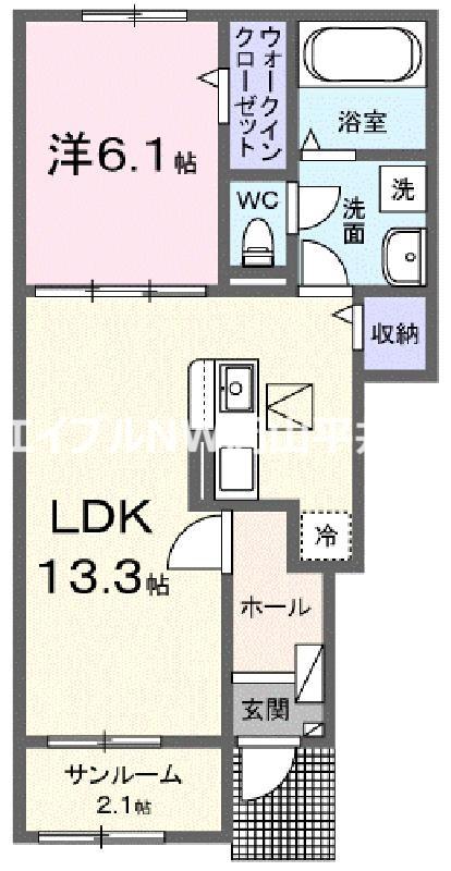 サンフォレストハルレイ(1LDK/1階)の間取り写真