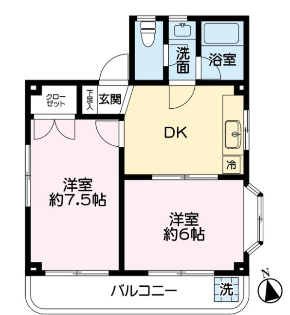 新冨ビル(2DK/3階)の間取り写真
