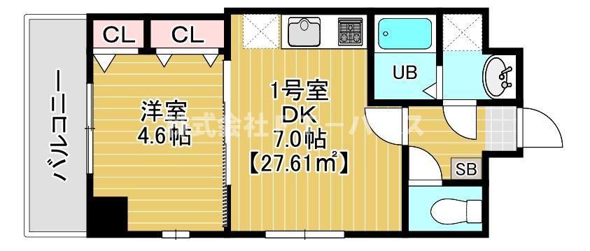 ステイビルII 801(1DK/8階)の間取り写真