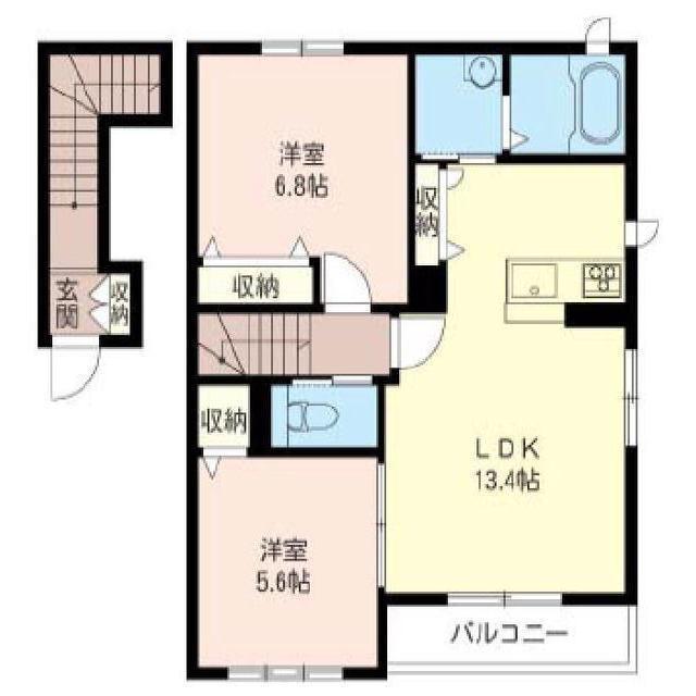 コートリベーラI(2LDK/2階)の間取り写真