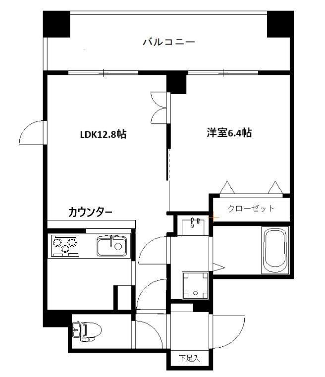 天王町ガーデンテラス(1LDK/4階)の間取り写真