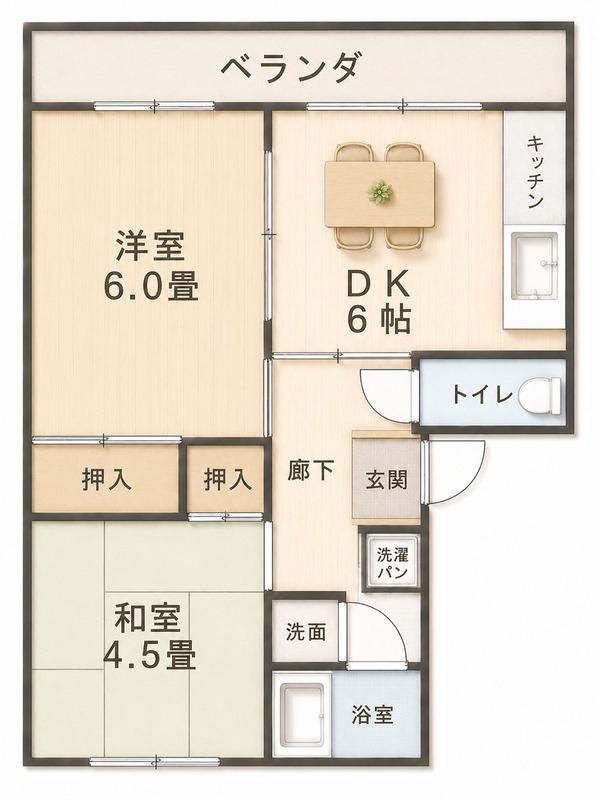 KNハイツ(2DK/3階)の間取り写真
