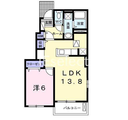 サクラレジェンドB(1LDK/1階)の間取り写真