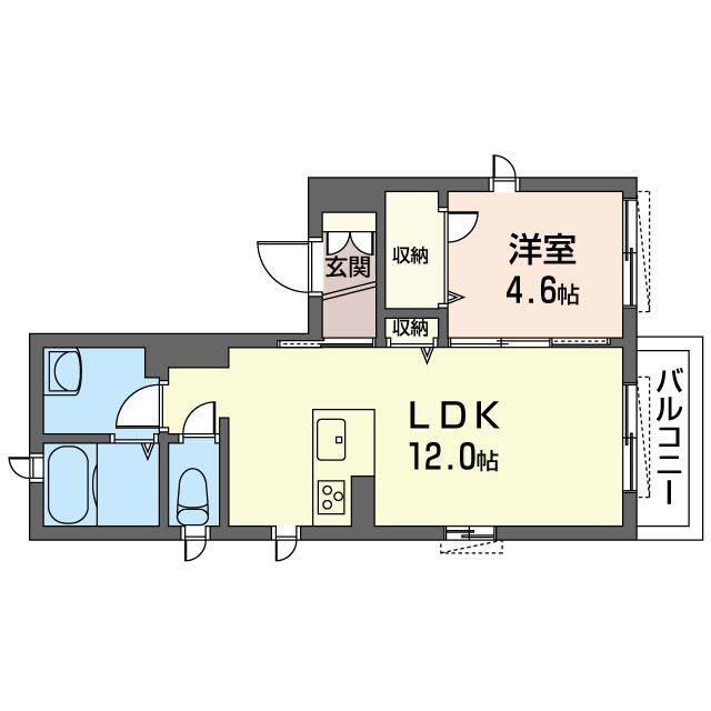 グロウ白金高輪(1LDK/2階)の間取り写真