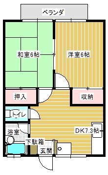 ハイツひまわり(2DK/2階)の間取り写真