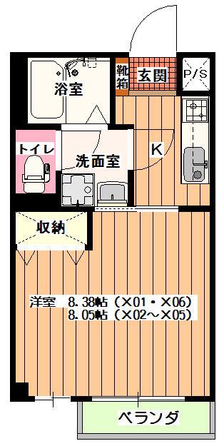 ヒッツガーデン(1K/1階)の間取り写真