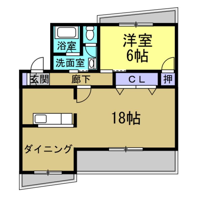 ボナールT(1LDK/4階)の間取り写真
