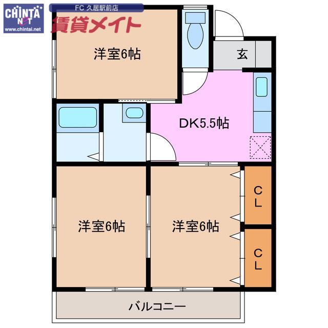 クレシアA(3DK/1階)の間取り写真
