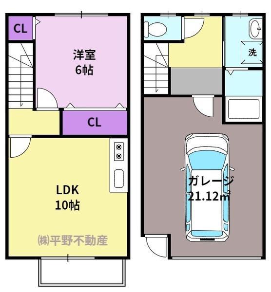 福福ベース Z棟(1LDK/1階)の間取り写真