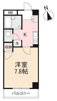 サンハウス栗林(1K/4階)の間取り写真