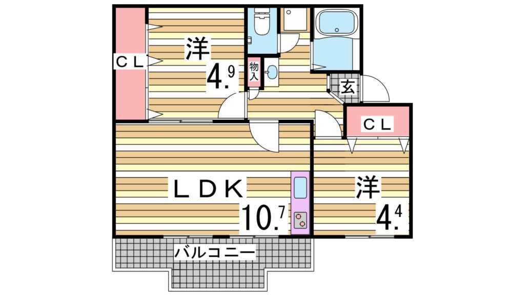 ロイヤルマンション1号棟(2LDK/2階)の間取り写真