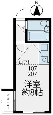 レオパレス赤羽台(ワンルーム/1階)の間取り写真