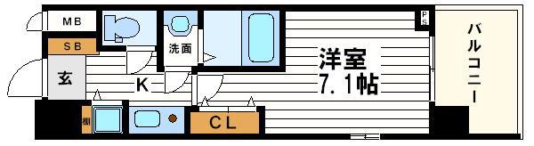 エイペックス心斎橋東(1K/10階)の間取り写真