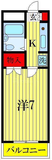 TAKANOビル(1K/2階)の間取り写真