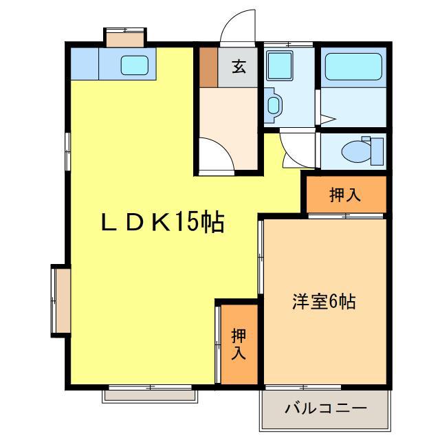クレール鶴田(1LDK/2階)の間取り写真