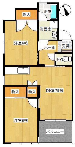 シティマンション佐波 B棟(2DK/1階)の間取り写真
