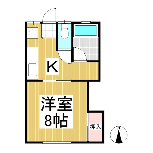 光陽ハイツB棟(1K/2階)の間取り写真